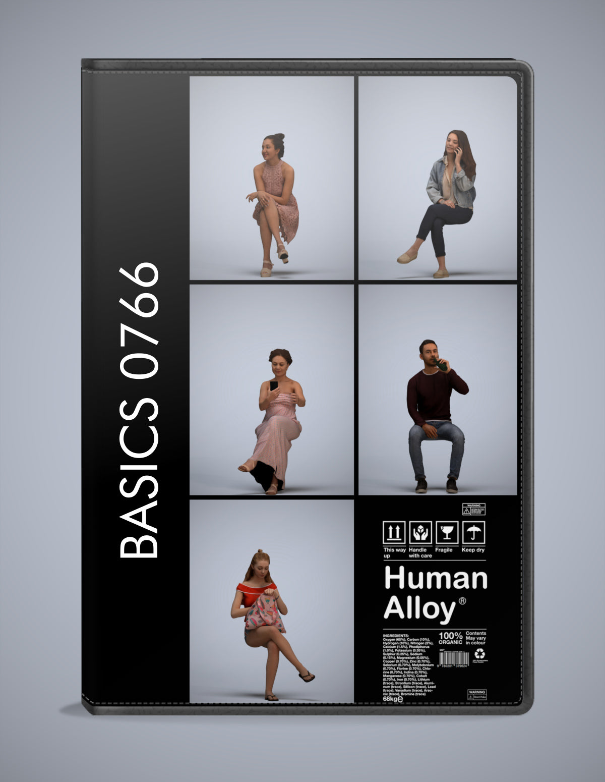 realistic 3D people sitting set, 5 render-ready models for V-Ray and Corona