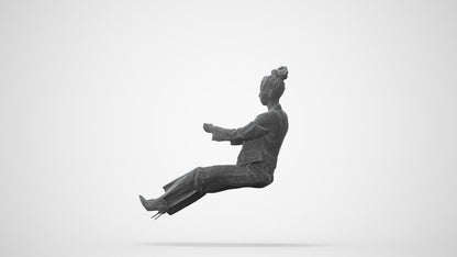 3D human model woman business driving, photogrammetry scanned person for archviz, square thumbnail