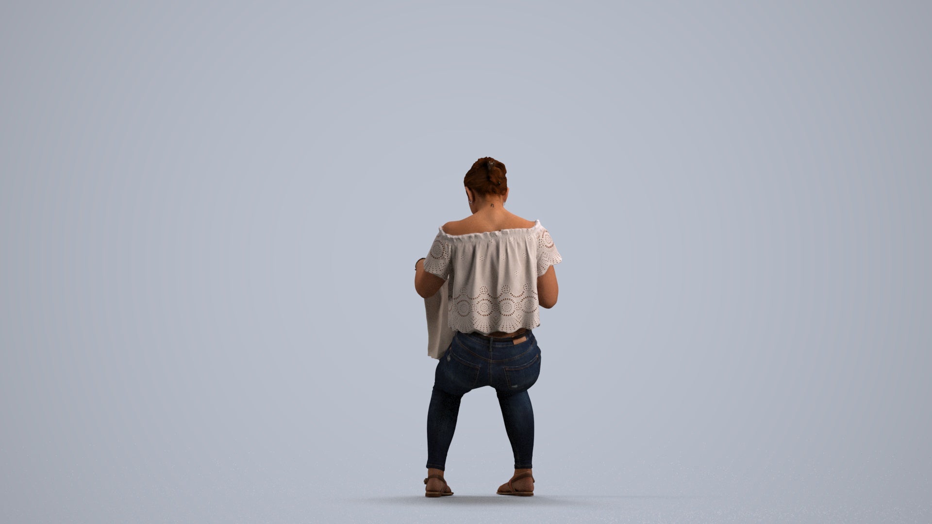 realistic 3D people woman business shopping, render-ready for V-Ray and Corona, FBX OBJ, front view render