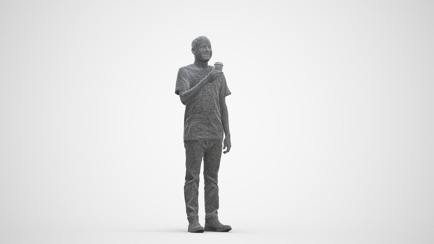 realistic 3D people man casual standing, render-ready for V-Ray and Corona, FBX OBJ, three-quarter front view render