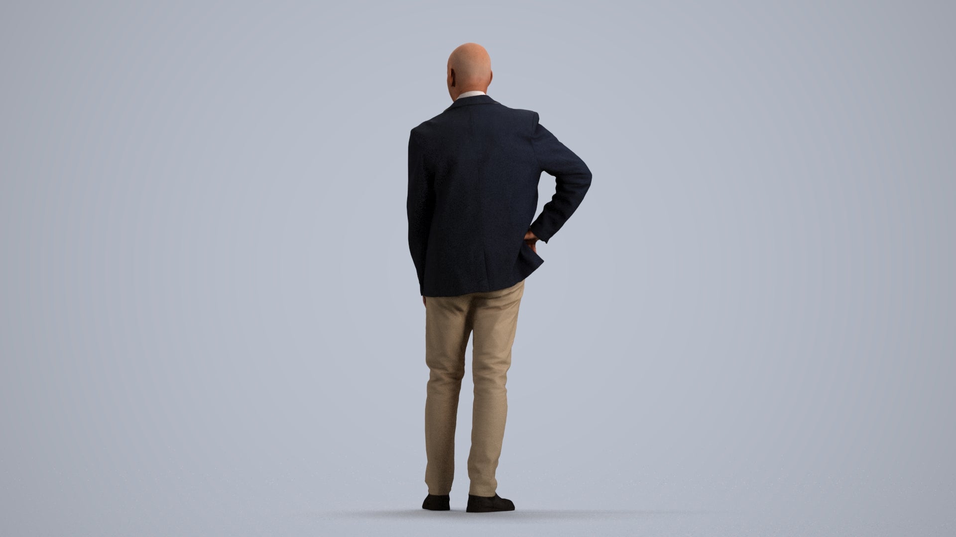 realistic 3D senior man business, scanned archviz people for Blender and 3ds Max, front view render