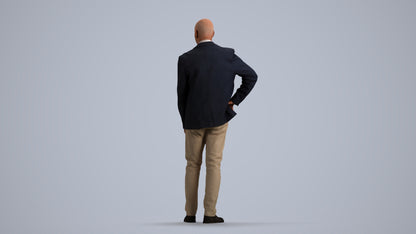 realistic 3D senior man business, scanned archviz people for Blender and 3ds Max, front view render