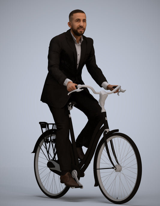 3D people model man business cycling, scanned human for 3ds Max rendering