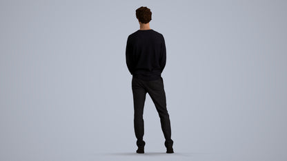 scanned 3D man casual standing, photogrammetry people for Enscape and V-Ray, front view render