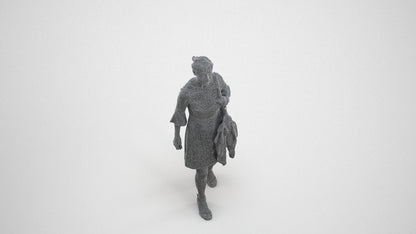 realistic 3D people senior woman business walking, render-ready for V-Ray and Corona, FBX OBJ, wireframe three-quarter view