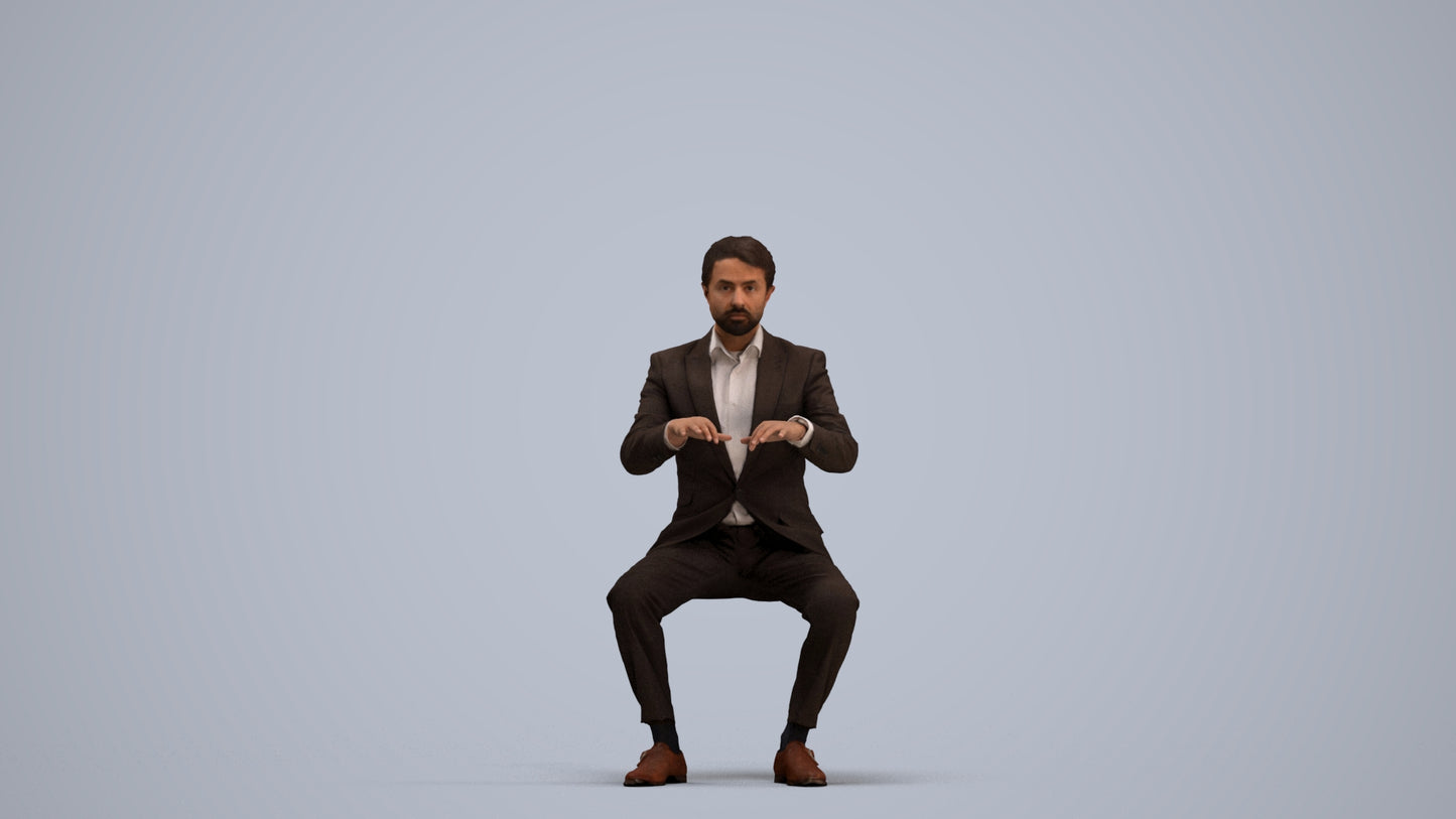 scanned 3D man business, photogrammetry people for Enscape and V-Ray, standing pose render