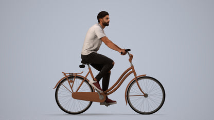 realistic 3D people man casual cycling, render-ready for V-Ray and Corona, FBX OBJ, side view render