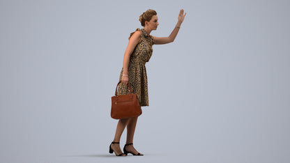realistic 3D people woman casual standing, render-ready for V-Ray and Corona, FBX OBJ, side view render