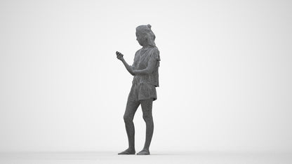 realistic 3D people woman casual standing, render-ready for V-Ray and Corona, FBX OBJ, wireframe back view