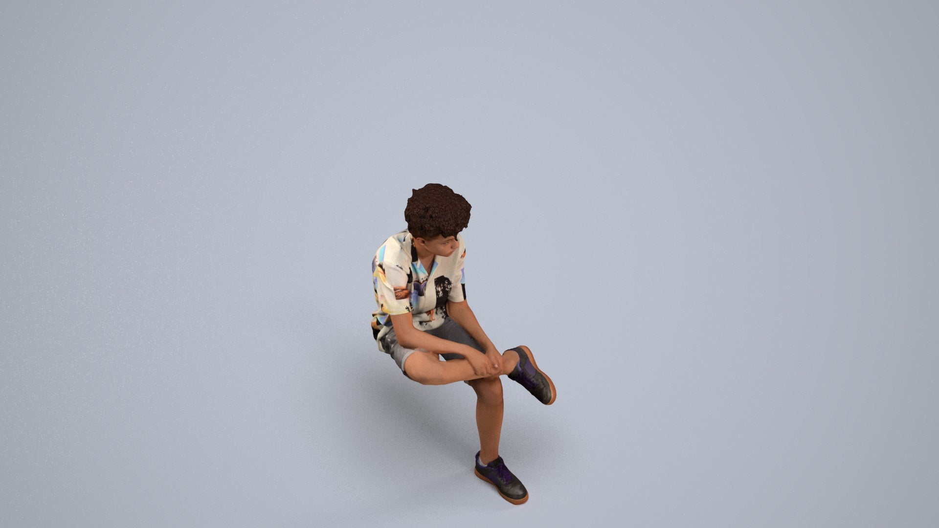 scanned 3D boy casual kids, photogrammetry people for Enscape and V-Ray, back view render