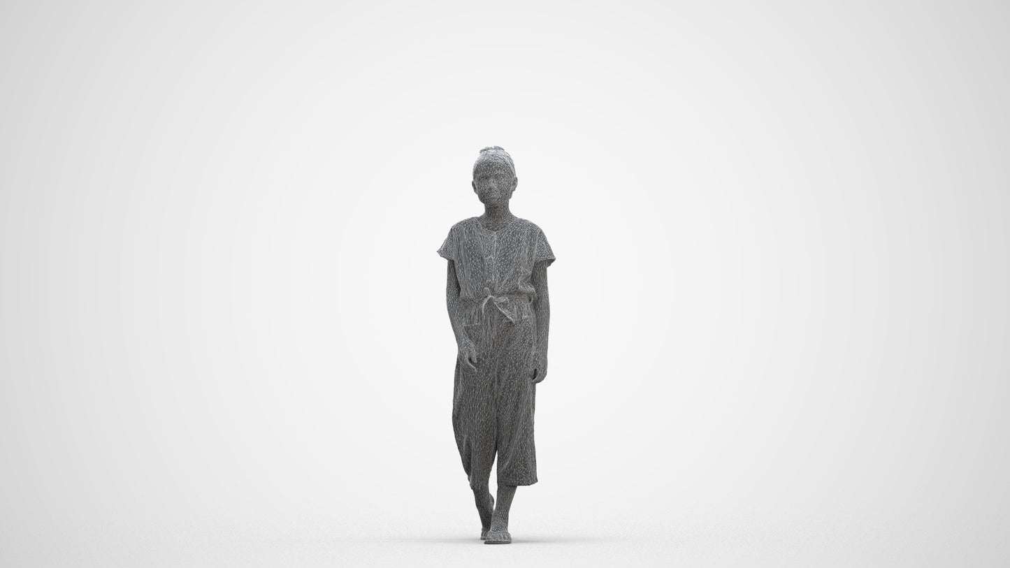 3D people model girl kids, scanned human for 3ds Max rendering, three-quarter front view render