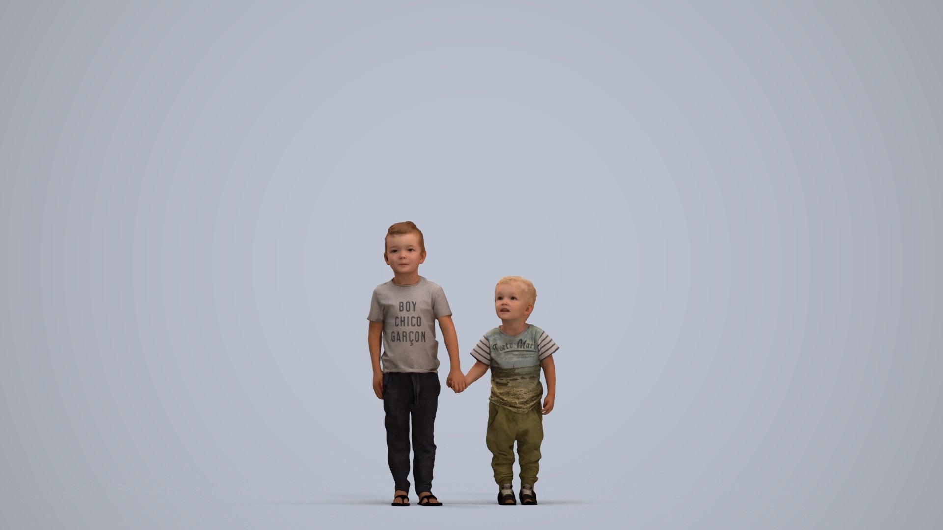 3D people model boy casual kids, scanned human for 3ds Max rendering, standing pose render