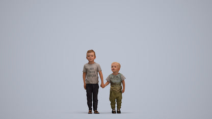 3D people model boy casual kids, scanned human for 3ds Max rendering, standing pose render