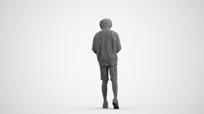 3D human model boy casual kids, photogrammetry scanned person for archviz, wireframe front view