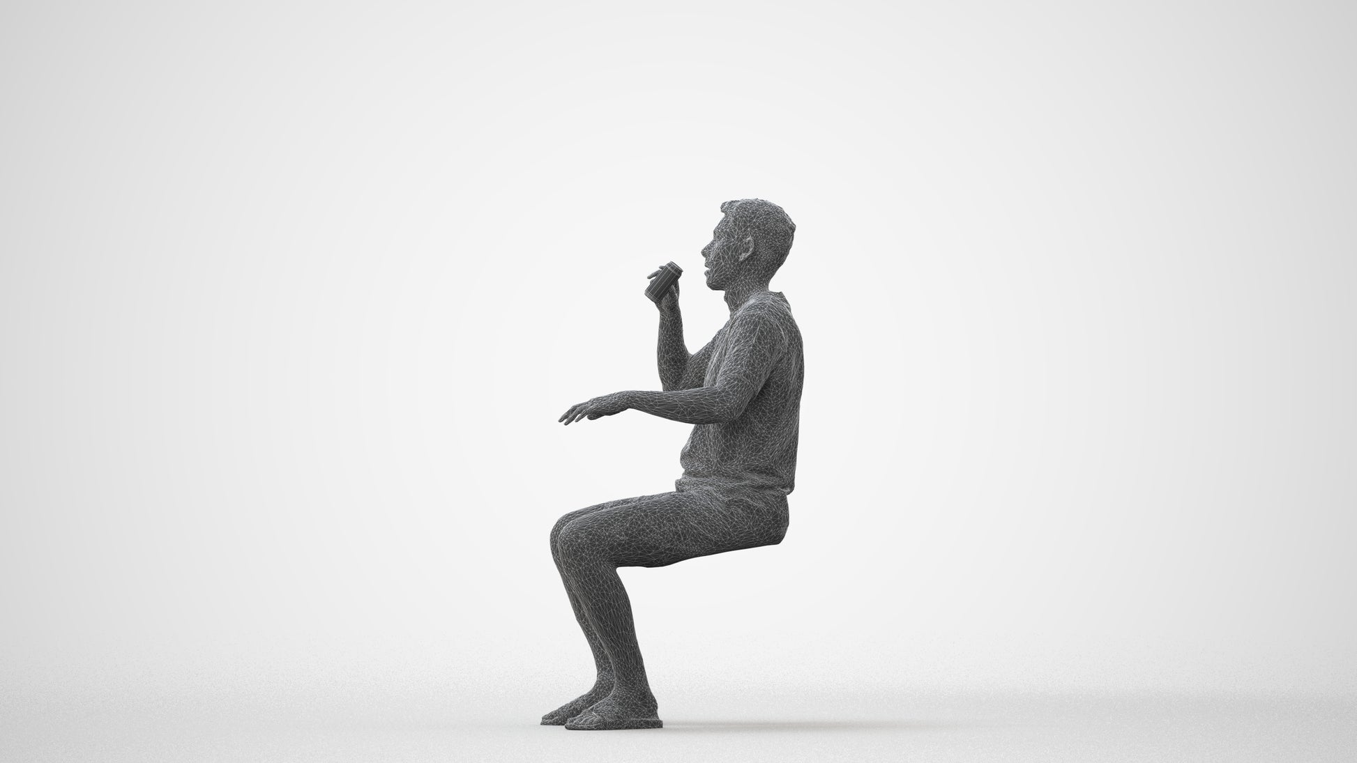 3D scanned man sitting casual, photorealistic archviz people for Enscape and SketchUp, square thumbnail