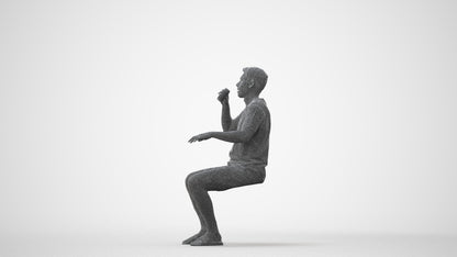 3D scanned man sitting casual, photorealistic archviz people for Enscape and SketchUp, square thumbnail