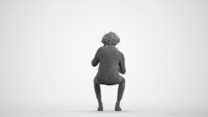 3D scanned man sitting business, photorealistic archviz people for Enscape and SketchUp, wireframe front view