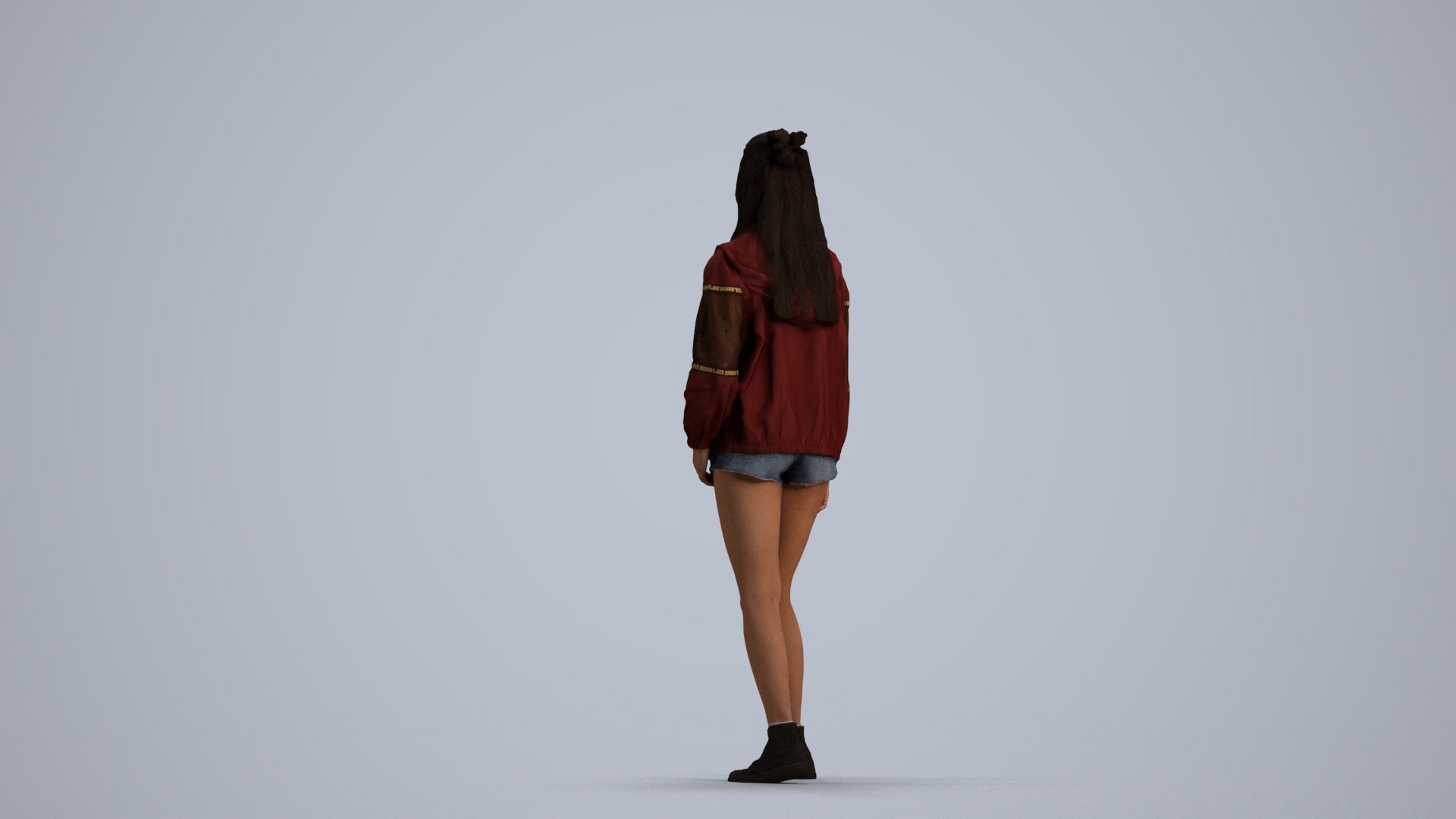 photogrammetry 3D woman casual standing, realistic human model archviz FBX, front view render