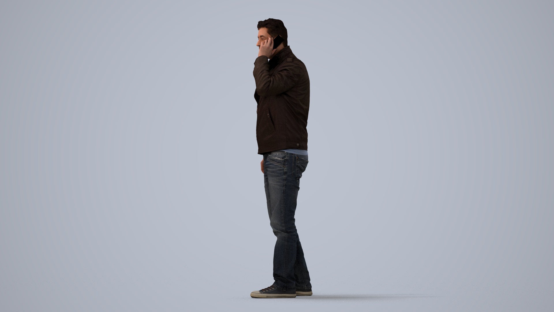 realistic 3D people man casual standing, render-ready for V-Ray and Corona, FBX OBJ, three-quarter view render