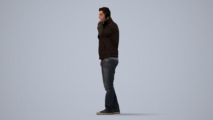 realistic 3D people man casual standing, render-ready for V-Ray and Corona, FBX OBJ, three-quarter view render