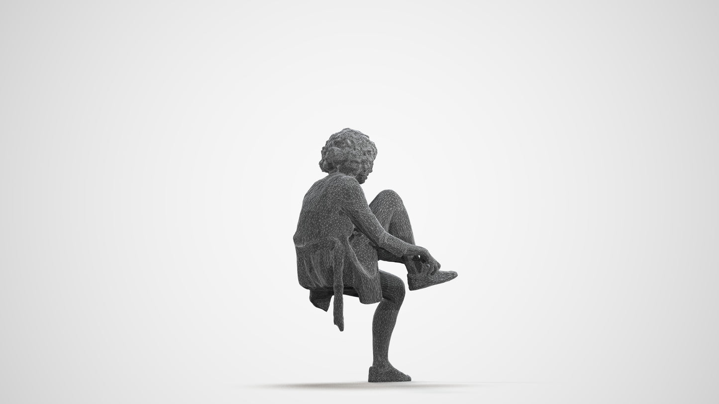 realistic 3D human woman business sitting, archviz people FBX OBJ for Blender, wireframe front view