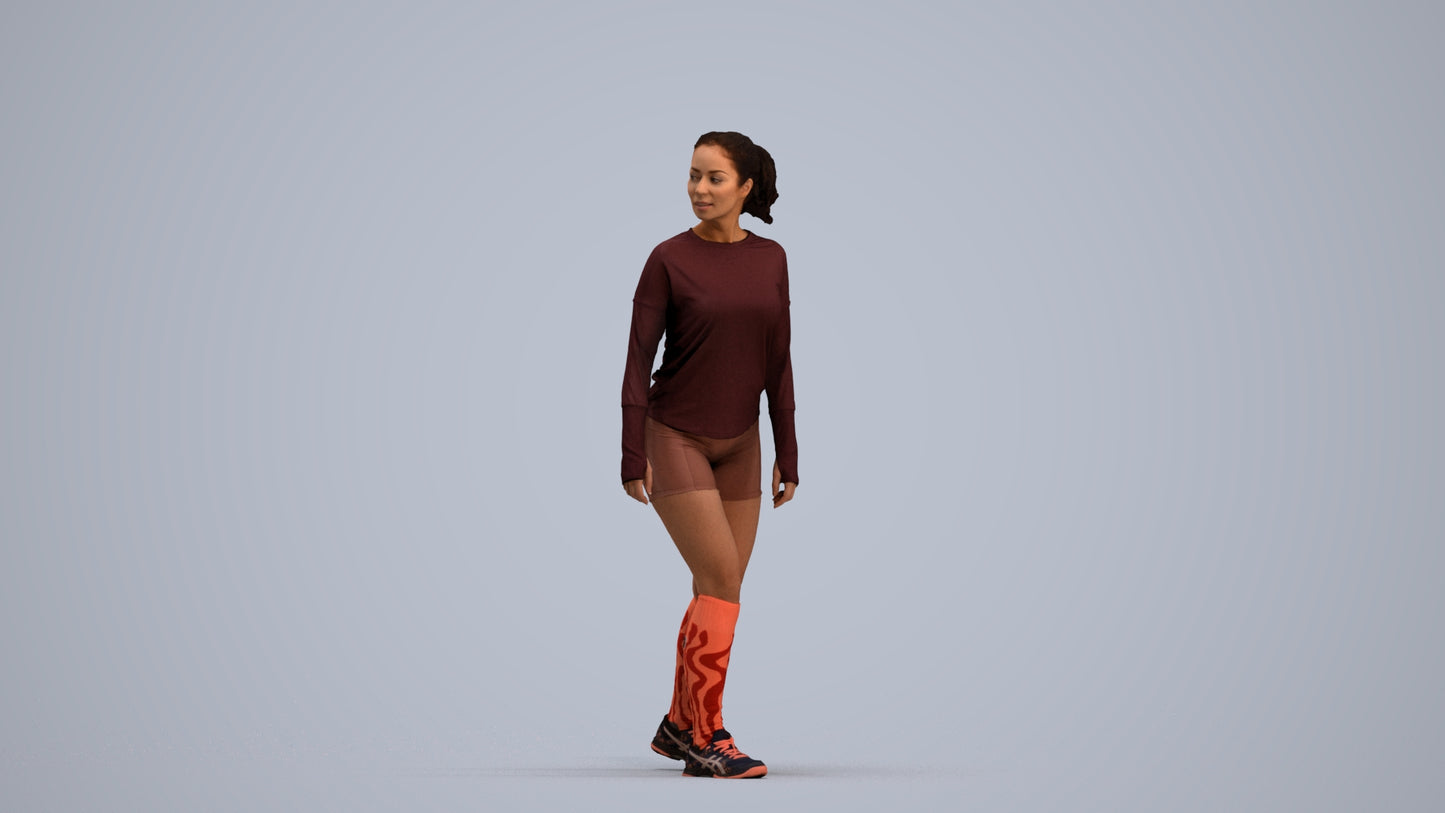 scanned 3D woman sport, photogrammetry people for Enscape and V-Ray, standing pose render