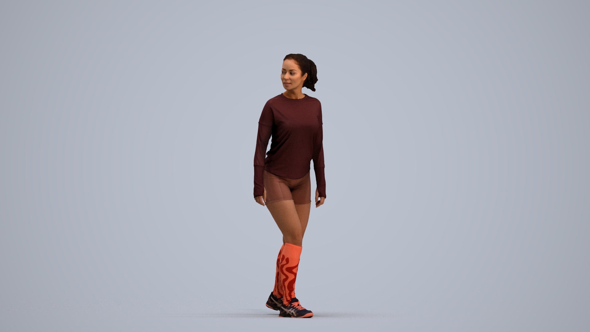 scanned 3D woman sport, photogrammetry people for Enscape and V-Ray, standing pose render