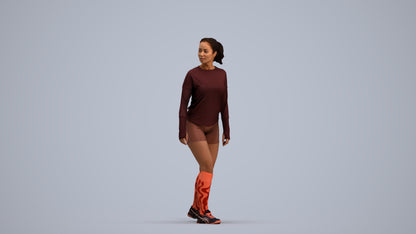 scanned 3D woman sport, photogrammetry people for Enscape and V-Ray, standing pose render