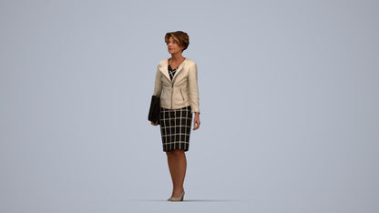 3D scanned woman walking business, photorealistic archviz people for Enscape and SketchUp, top-down view render