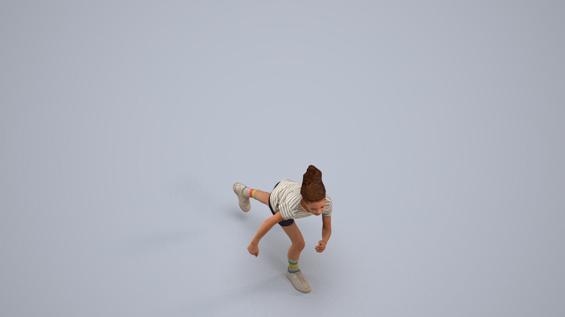 realistic 3D human girl casual kids, archviz people FBX OBJ for Blender, back view render