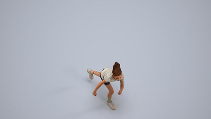 realistic 3D human girl casual kids, archviz people FBX OBJ for Blender, back view render