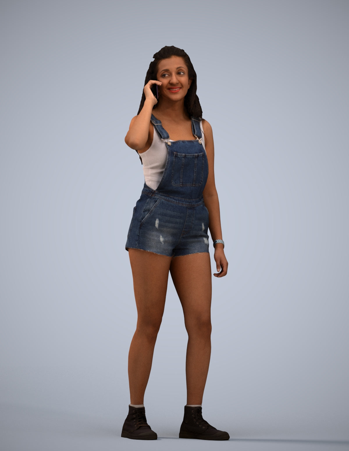 realistic 3D woman casual standing, scanned archviz people for Blender and 3ds Max