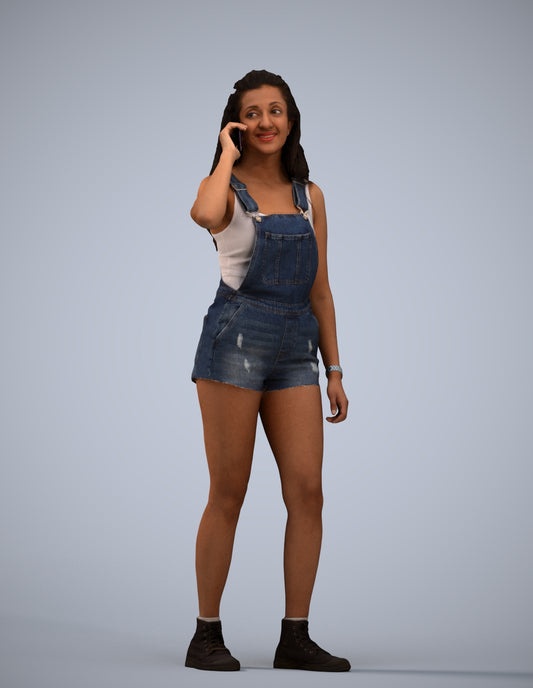 realistic 3D woman casual standing, scanned archviz people for Blender and 3ds Max