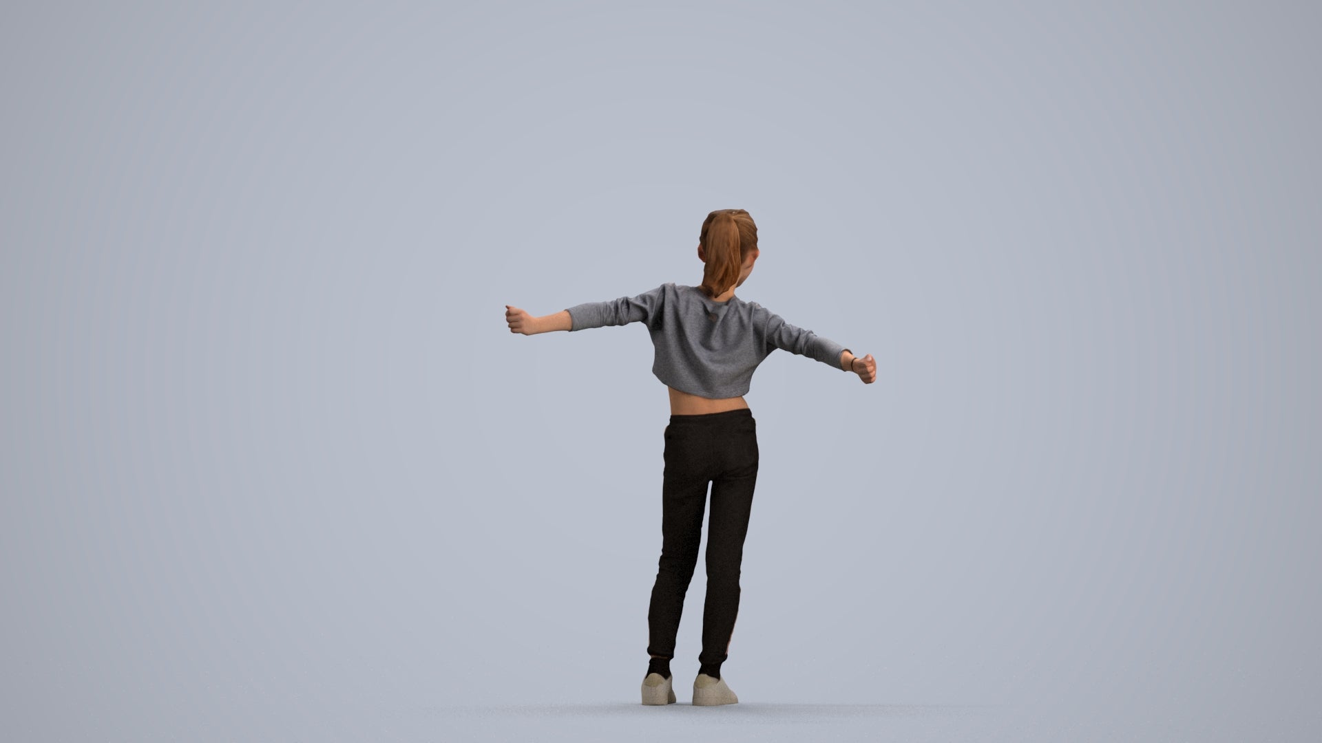 realistic 3D human girl casual kids, archviz people FBX OBJ for Blender, front view render