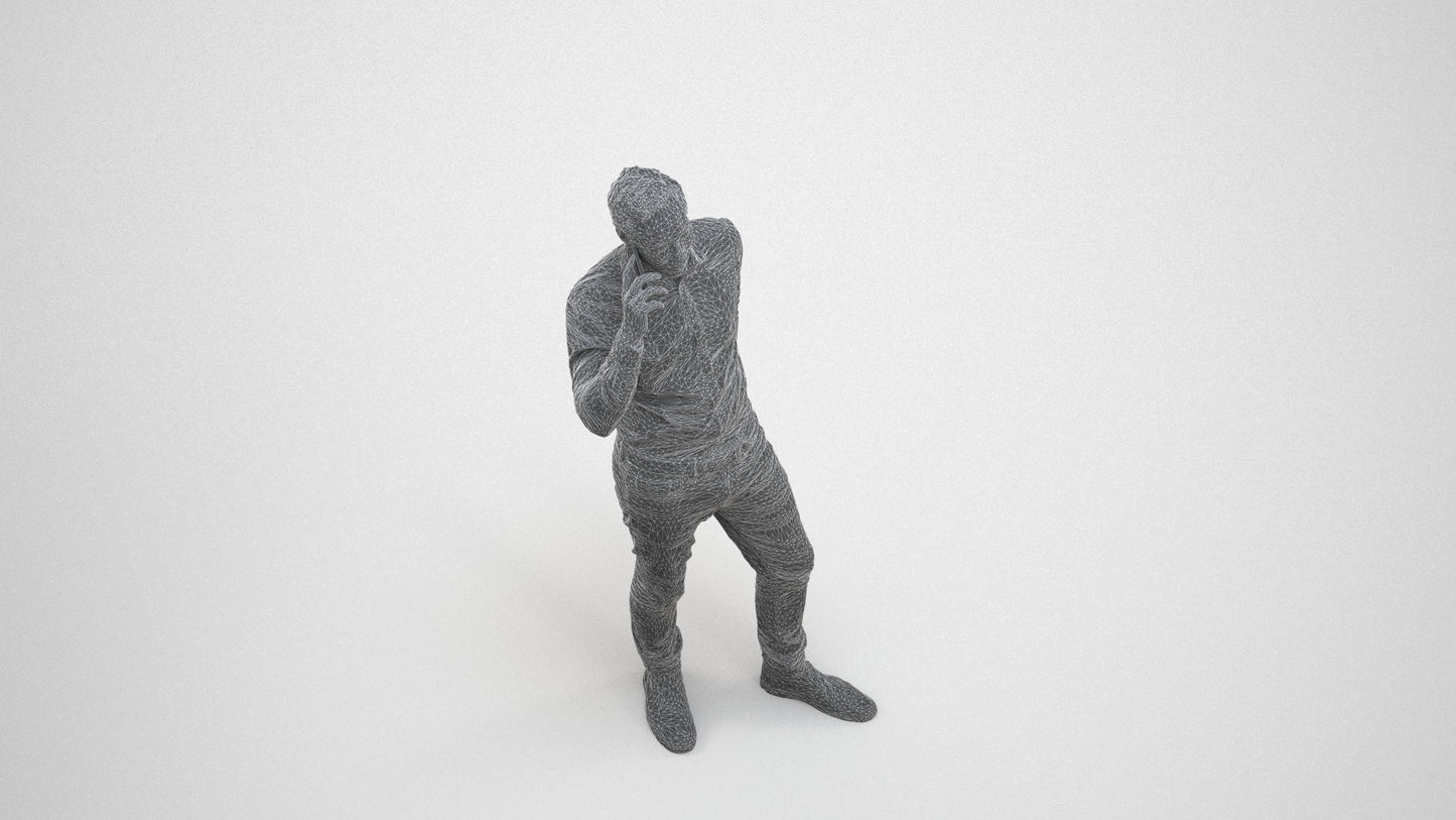 realistic 3D people man casual standing, render-ready for V-Ray and Corona, FBX OBJ, wireframe three-quarter view