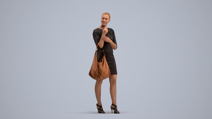 3D people model woman business standing, scanned human for 3ds Max rendering, standing pose render