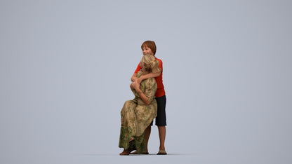 realistic 3D human girl casual kids, archviz people FBX OBJ for Blender, top-down view render