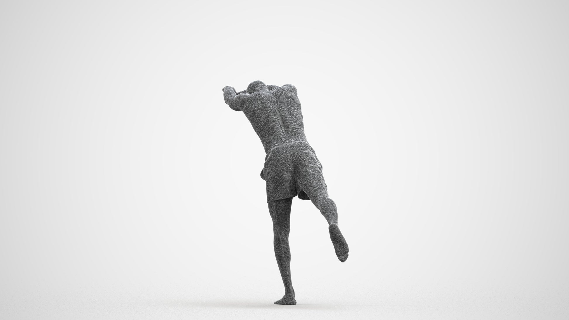 photogrammetry 3D man pool, realistic human model archviz FBX, wireframe front view