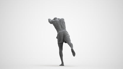 photogrammetry 3D man pool, realistic human model archviz FBX, wireframe front view