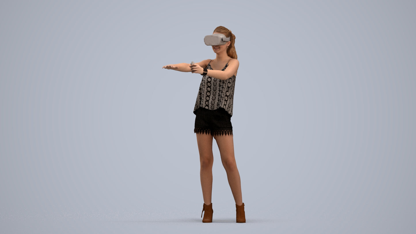 scanned 3D girl casual standing, photogrammetry people for Enscape and V-Ray, standing pose render