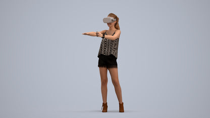 scanned 3D girl casual standing, photogrammetry people for Enscape and V-Ray, standing pose render