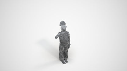 3D people model girl kids, scanned human for 3ds Max rendering, wireframe three-quarter view