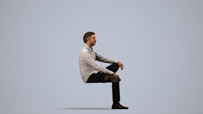 photogrammetry 3D man business, realistic human model archviz FBX, side view render