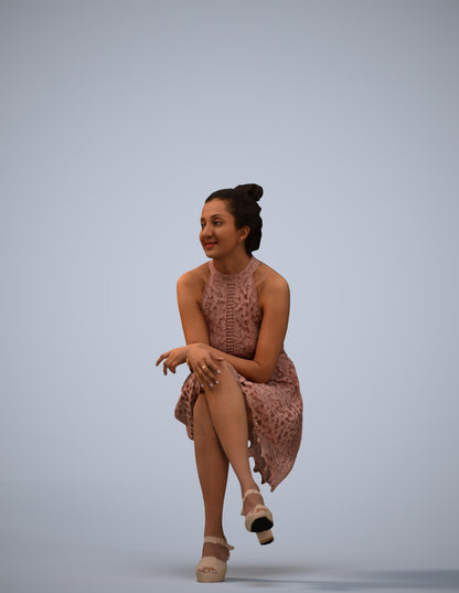 photogrammetry 3D woman formal sitting, realistic human model archviz FBX