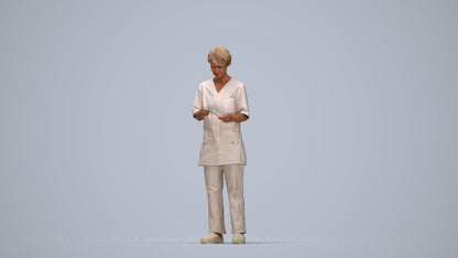 3D people model senior woman medical, scanned human for 3ds Max rendering, top-down view render