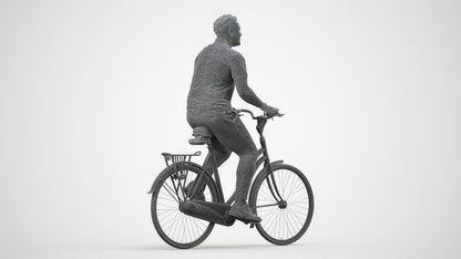 scanned 3D man casual cycling, photogrammetry people for Enscape and V-Ray, wireframe side view