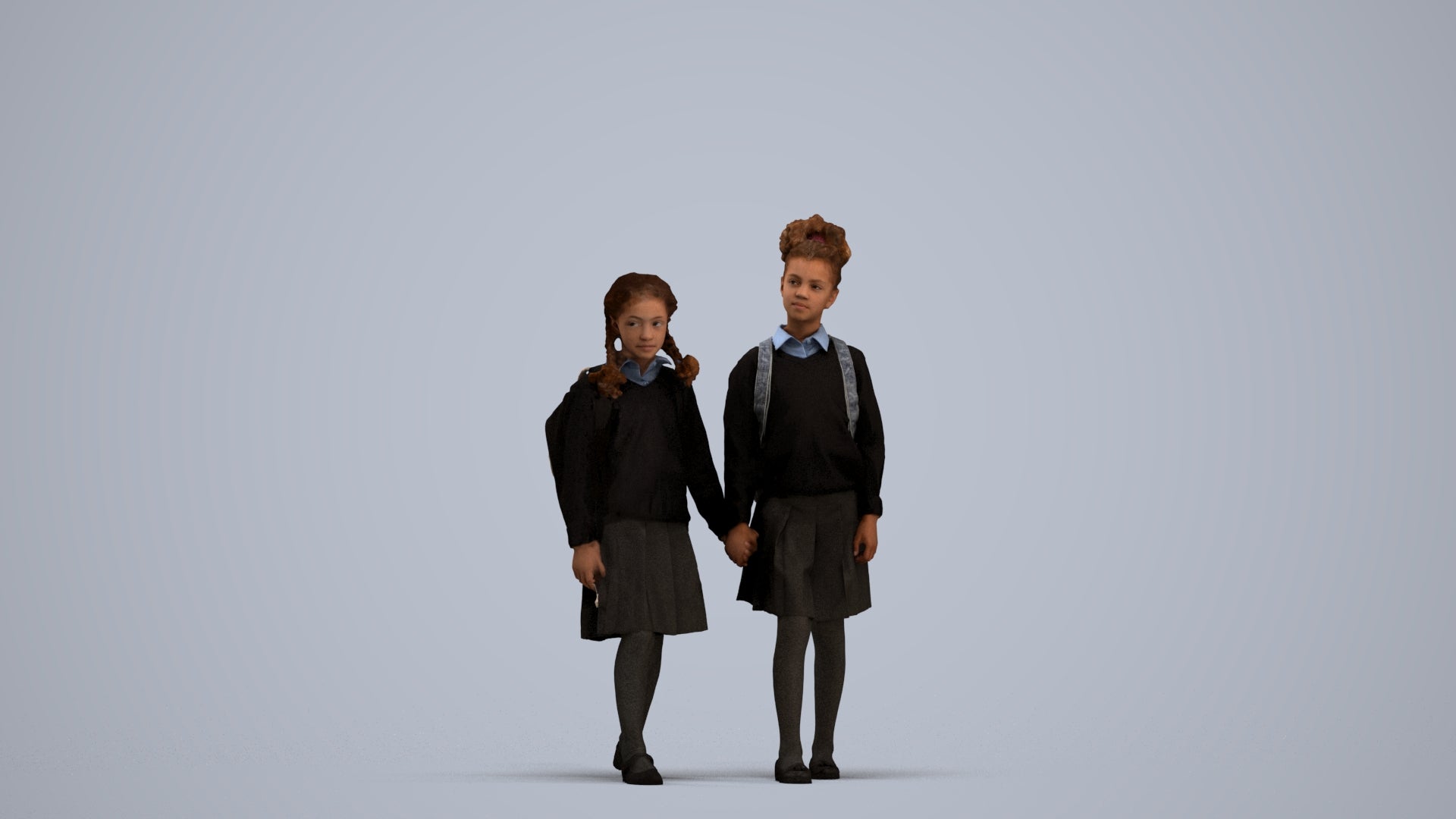 realistic 3D girl kids, scanned archviz people for Blender and 3ds Max, standing pose render