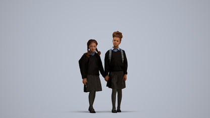 realistic 3D girl kids, scanned archviz people for Blender and 3ds Max, standing pose render