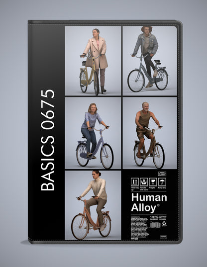 3D human models cycling bundle, 5 photogrammetry scanned people for archviz