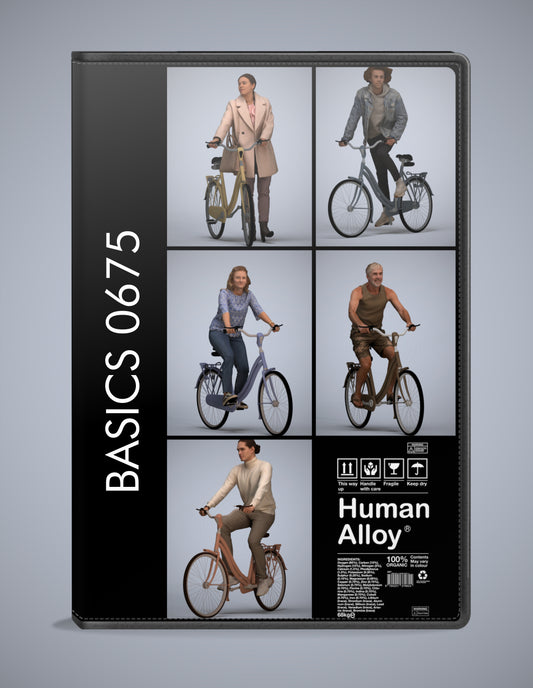 3D human models cycling bundle, 5 photogrammetry scanned people for archviz